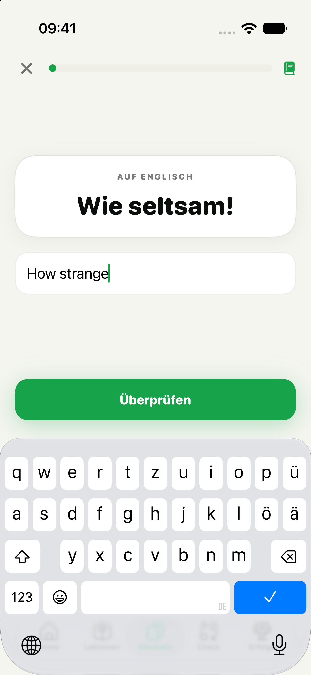 Schreibmodus mit Tastatur